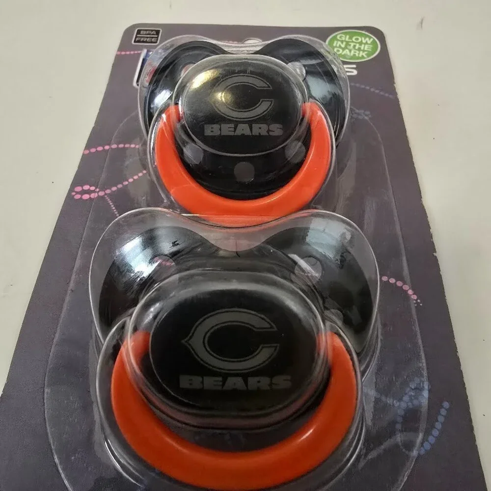 Baby Fanatic Chicago Bears NFL Baby Newborn Pacifiers-2 Pack-Glow in the Dark